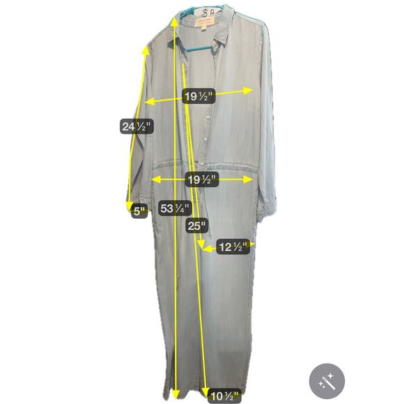 CLOTH & STONE Chambray Button Down Long Sleeve Belted Jumpsuit Sz Small - Picture 10 of 10